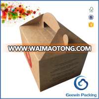 Custom Logo Take Away Kraft Paper Box with Handle